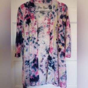 Colorful Tie-Dye Open Front Tunic